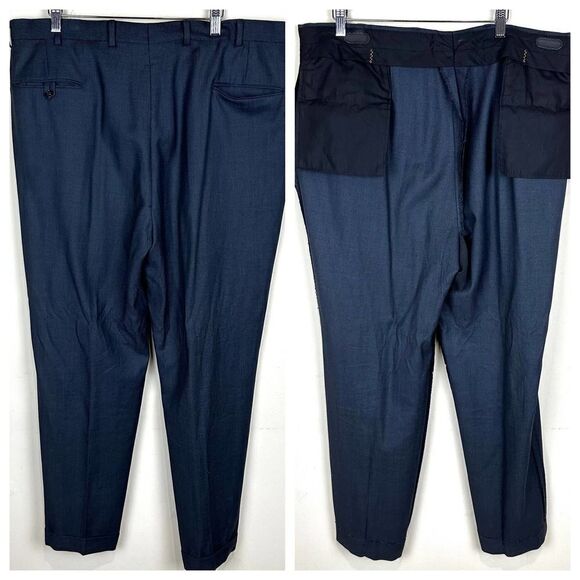 Hart Schaffner Marx Navy Birds Eye Gold Trumpeter Suit 46 R Pants 39 Read - Picture 9 of 13
